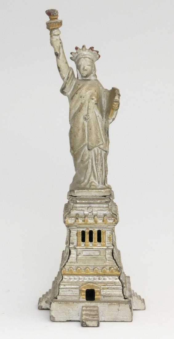 Statue of Liberty - Large: Kenton Hardware Kenton, OH - 1915 A wonderful and bright example of the bank. Material: Cast Iron