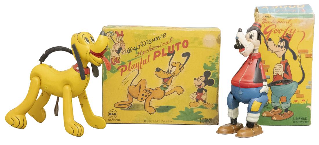 Playful Pluto & Goofy: LineMar Toys Japanese - Circa 1940's Material: Tin