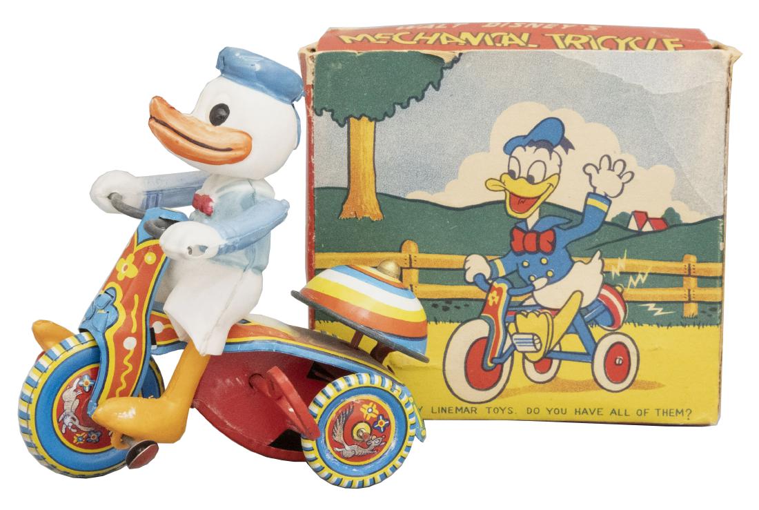Donald Duck Tricycle: LineMar Toys Japanese - Circa 1950's Material: Tin and Celluloid