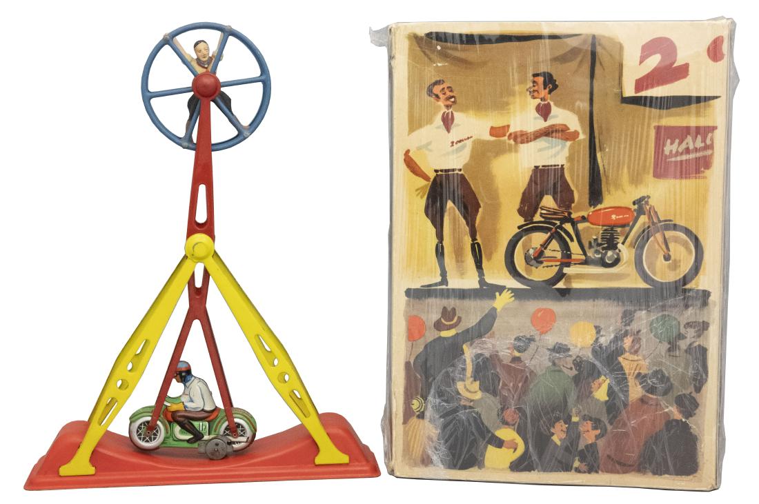 Flying/Acrobatic Motorcycle: Arnold Mfg. Co. Western Germany - Circa 1955 - 13" T Material: Tin