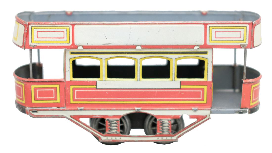 Trolley Car: Gerbruder Bing German - Circa 1920's - 6.5" L It works well. Material: Tin