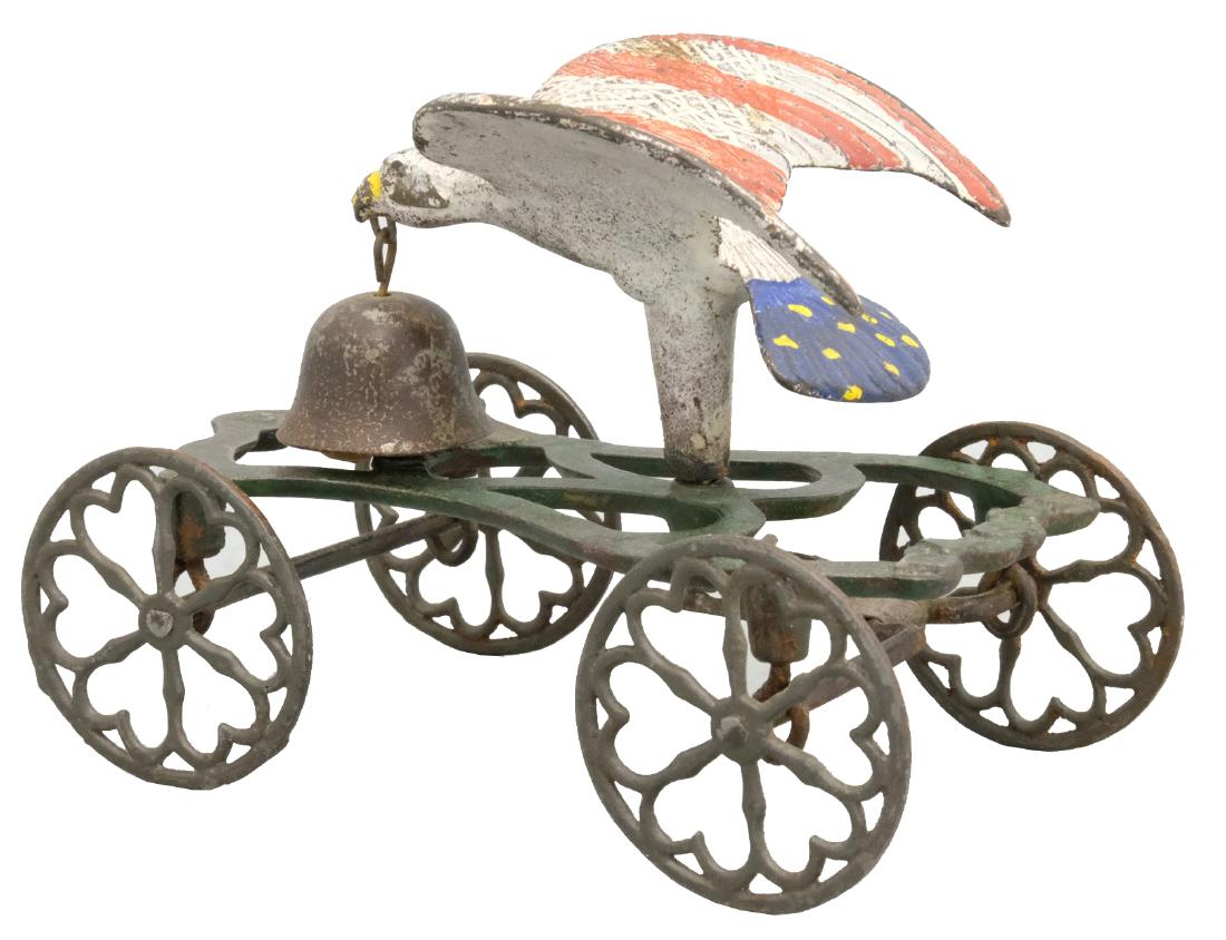 Eagle Bell Toy: Gong Bell Mfg. Co. Hampton, CT - Circa 1880's Toys do not get more patriotic than this one. Material: Cast Iron