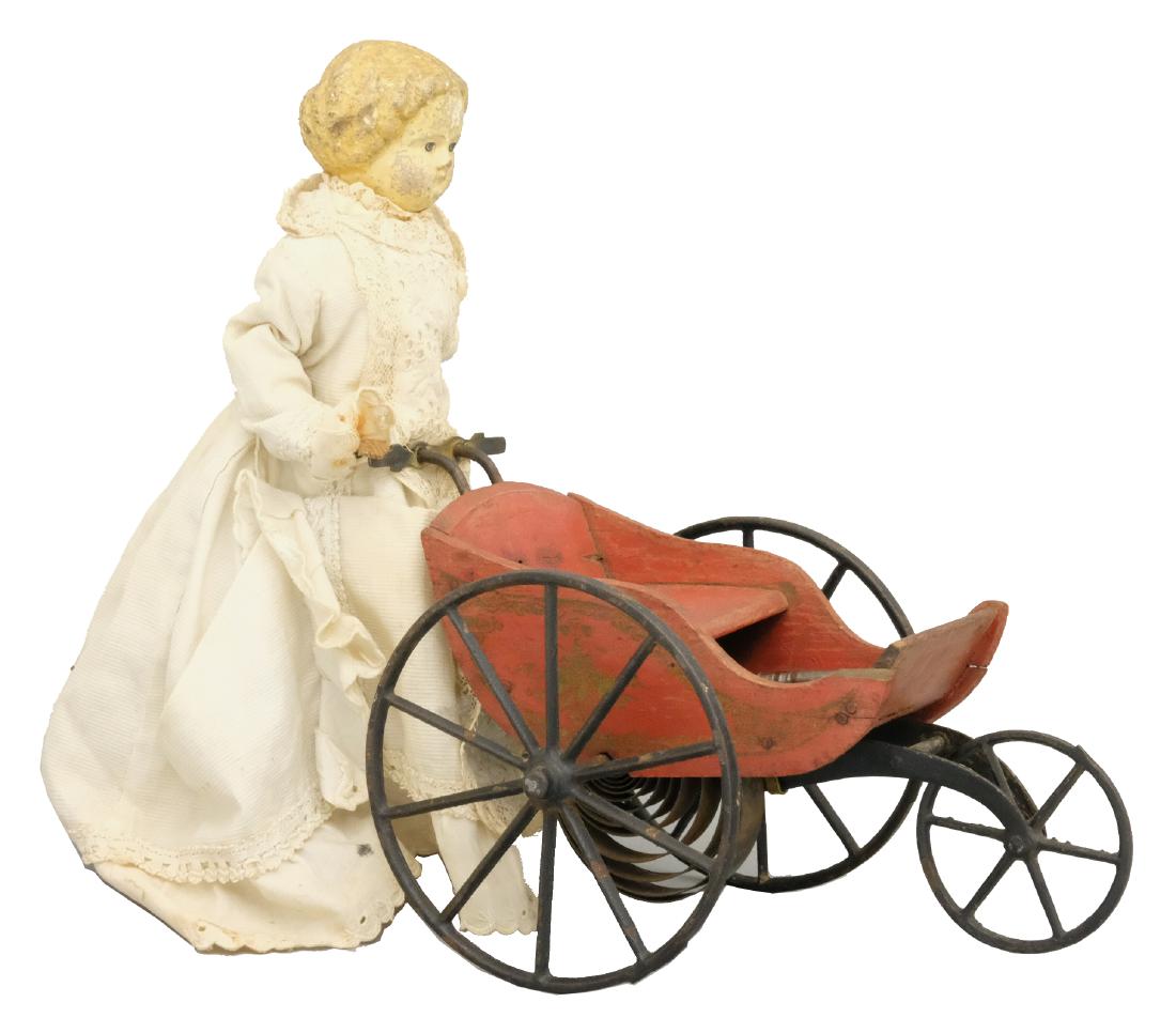 Goodwin Patent Walking Doll: Stevens & Brown Co. CT - Circa 1880's Material: Papier mache, wood cast iron & fabric
