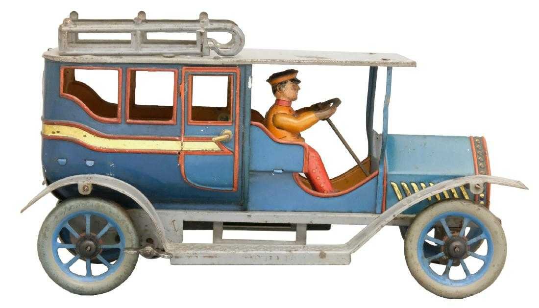 Touring Car: Hans Eberl (EBO) Co. German - 1915 - 10.75" L A colorful and classic open touring car. It works well. Material: Tin