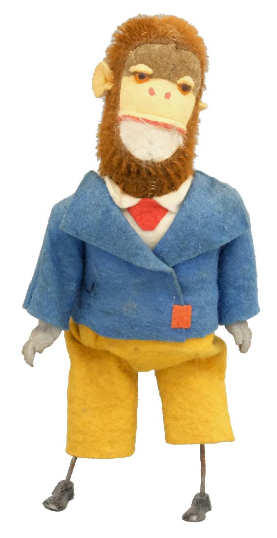 A Gentleman Monkey: German - Circa 1920's - 8.125" T Material: Felt, fabric and lead