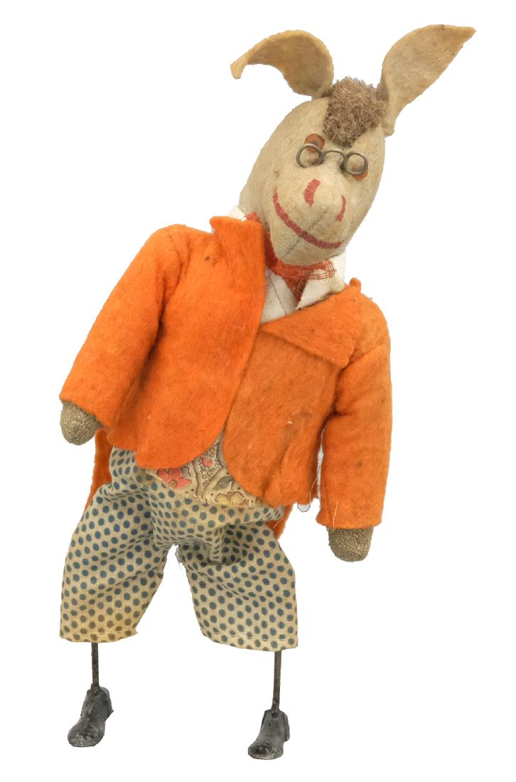 The Donkey Professor: German - Circa 1920's - 8.5" T Material: Felt, fabric and lead