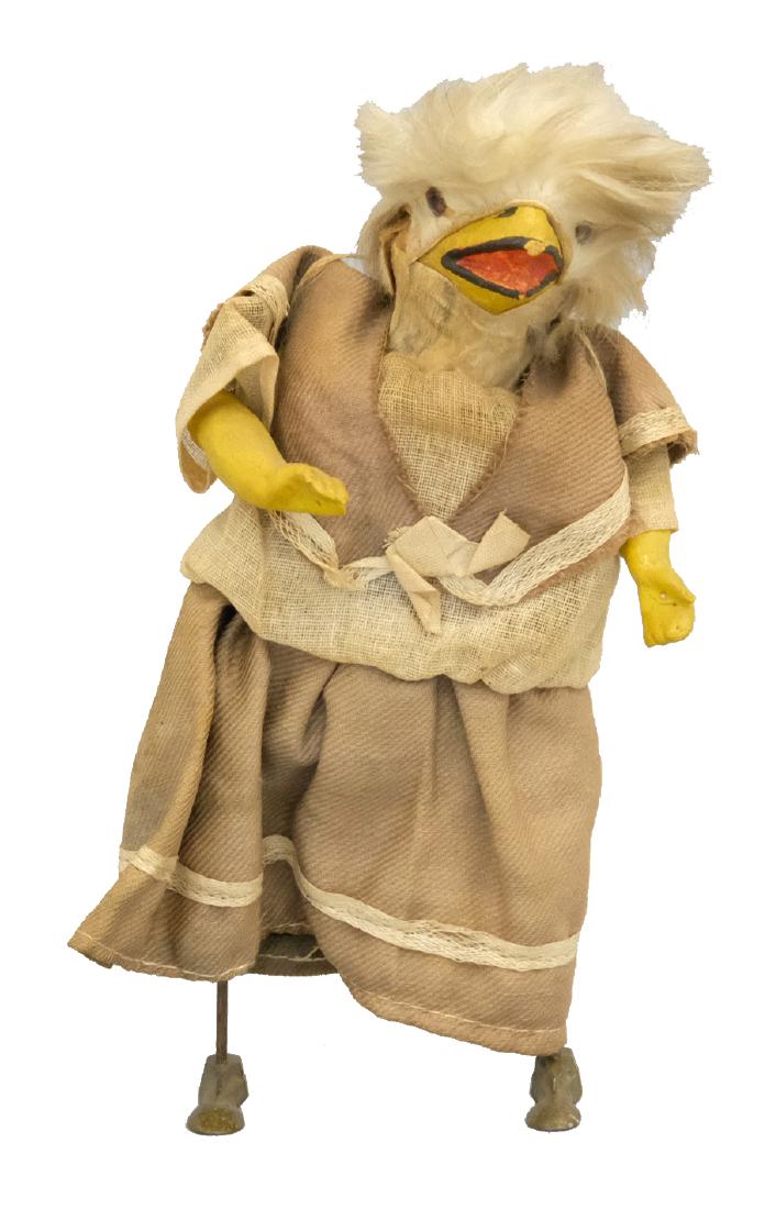Chicken Lady: German - Circa 1920's - 7" T Material: Lead, papier mache and fabric