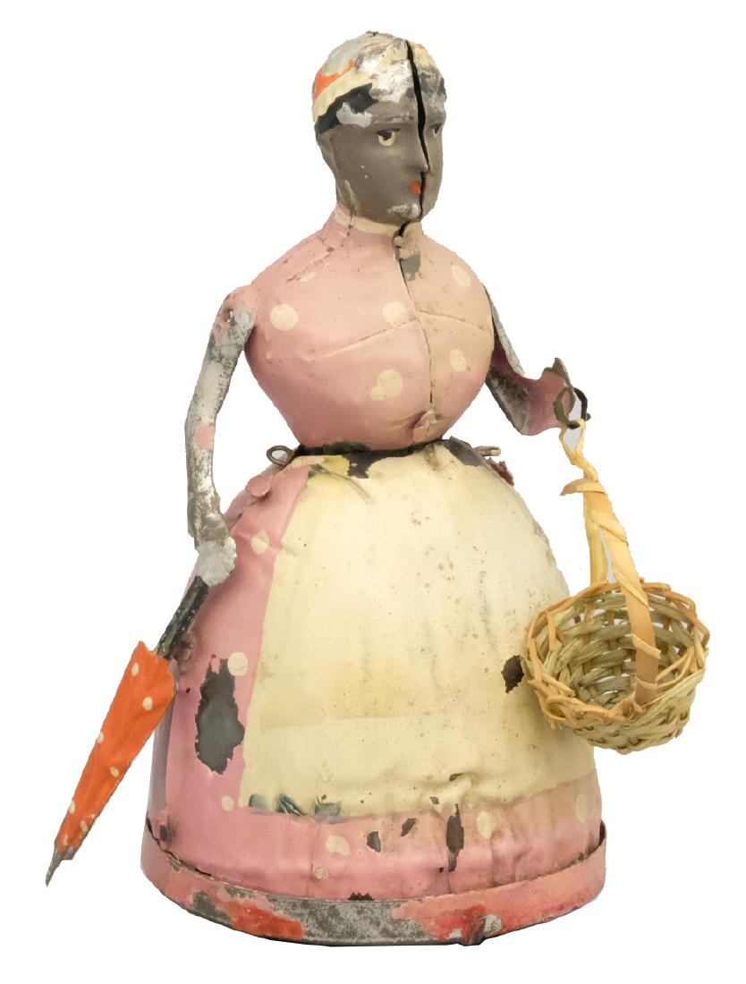 Young Black Woman with Umbrella: S.G. Gunthermann German - Circa 1910's - 6.75" T Material: Tin