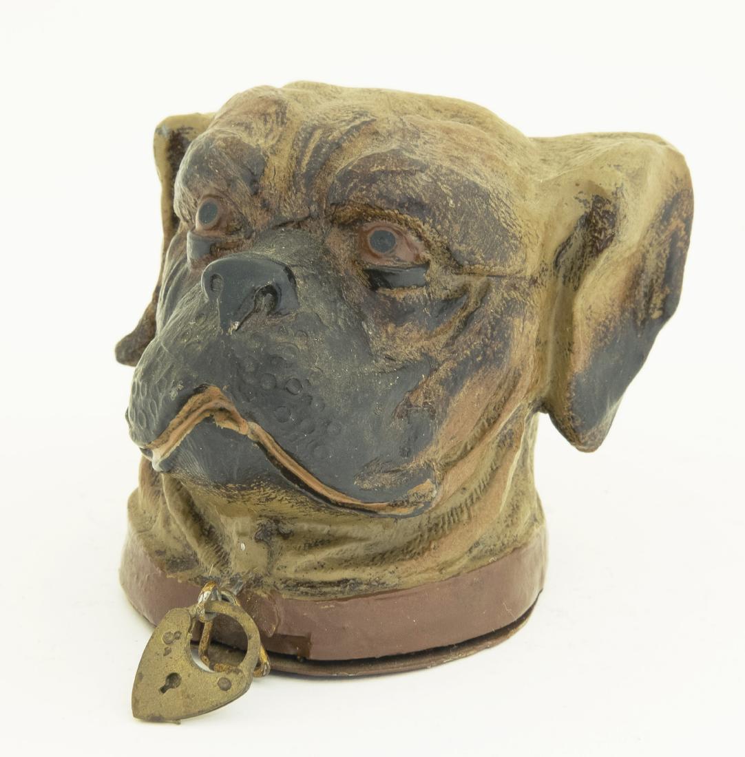 Boxer Head Spelter Bank: George Hedye Co. German - 1925 - 2 5/8" T Spelter