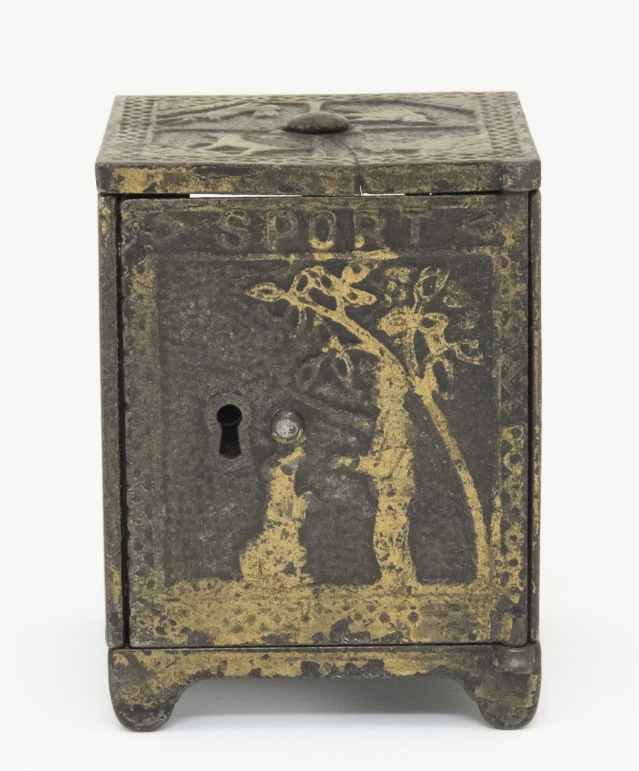 Sport Safe Cast Iron Bank: Made by Kyser & Rex of Philadelphia, PA - 1890's. Made of Cast Iron. Excellent Condition (Crack in Top Plate).
