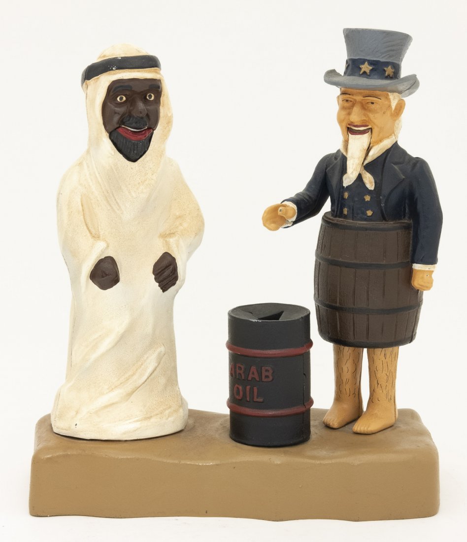 Uncle Sam and Arab Bank, John Wright: John Wright of Pennsylvania - 1975. Cast Iron. Near Mint Condition.