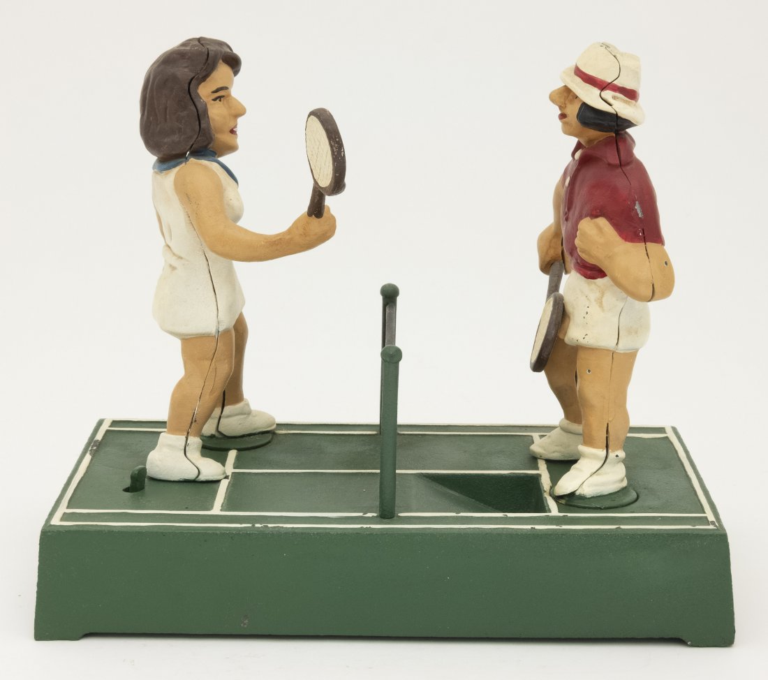 Billie Jean King vs. Bobby Wriggs Bank, John Wright: John Wright of Pennsylvania - 1975. Cast Iron. Pristine Condition.