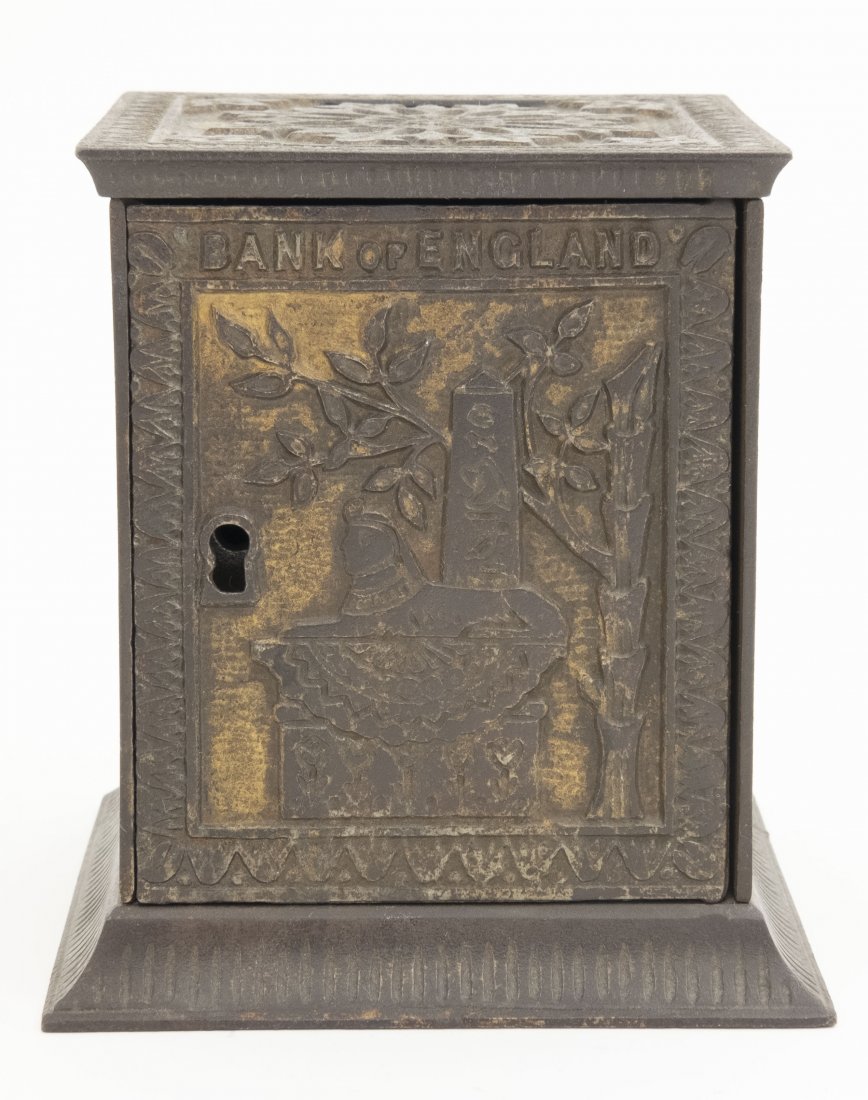 Bank of England Iron Bank: Kyser & Rex. Philadelphia, PA - 1890's. This is probably the scarcest of the safe banks produced by Kyser & Rex. This is an excellent example. Cast Iron. Excellent Condition.