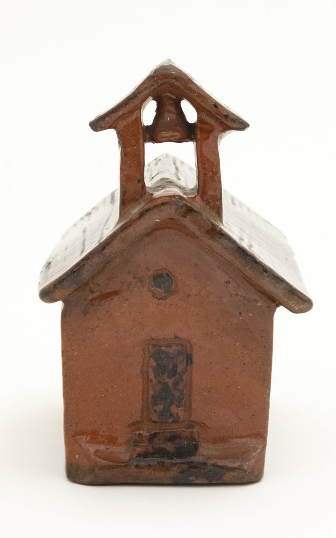 The Little Red Schoolhouse Redware Bank (1 of 2)