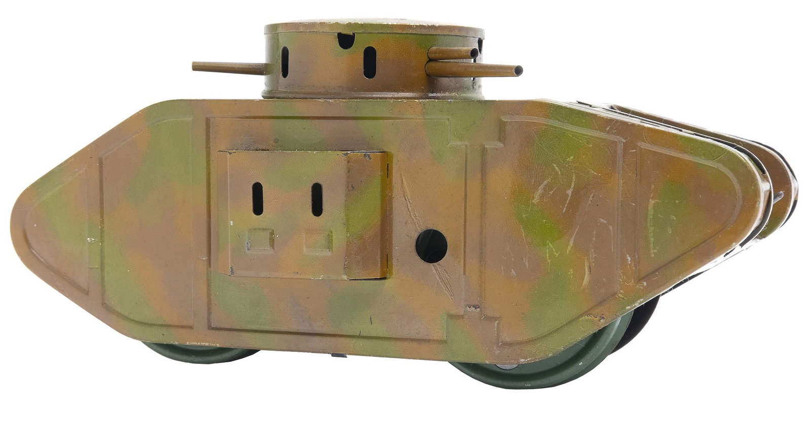 Gebruder Bing Tank: German, Circa 1930, 8.25" L Extremely colorful and bright.