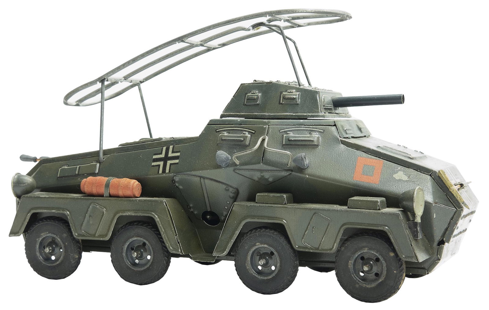 Tipp & Co. Tank with Antenna: German, Circa 1935, 9.75" L Overall, in pristine condition with original pick axe up front.