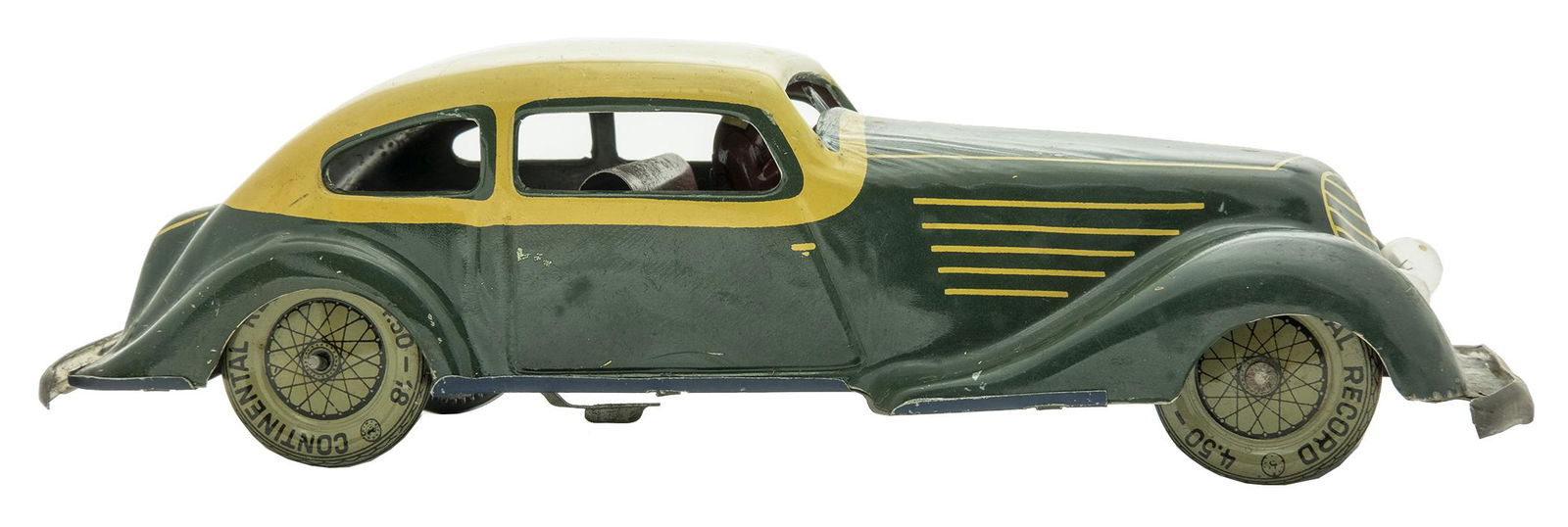 Gunthermann Coupe with Working Lights: German, Circa 1930, 9" L The toy is in excellent Litho condition.