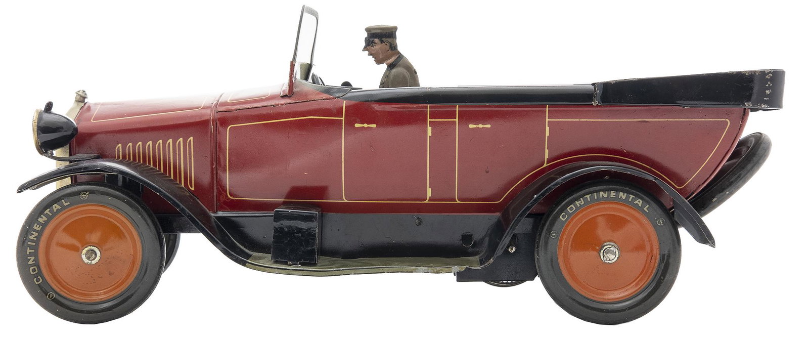 Bing Open Touring Car: German, Circa 1920, 11.5" L A superior condition example of the toy.