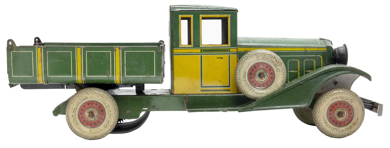 Charles Rossingnol Dump Truck: French, Circa 1930, 15.25" L A large scaled, colorful truck. Missing the two staves at rear to secure the load.
