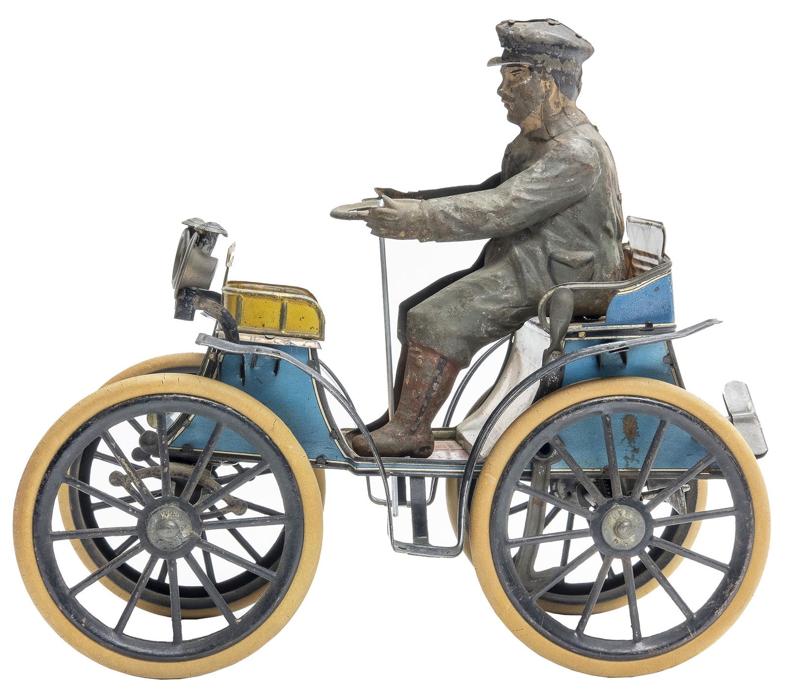 Gunthermann Vis-a-Vis Largest Size: German, Circa 1905, 10.25" L This early lithographed toy with a hand painted figure is better than the average example.Â