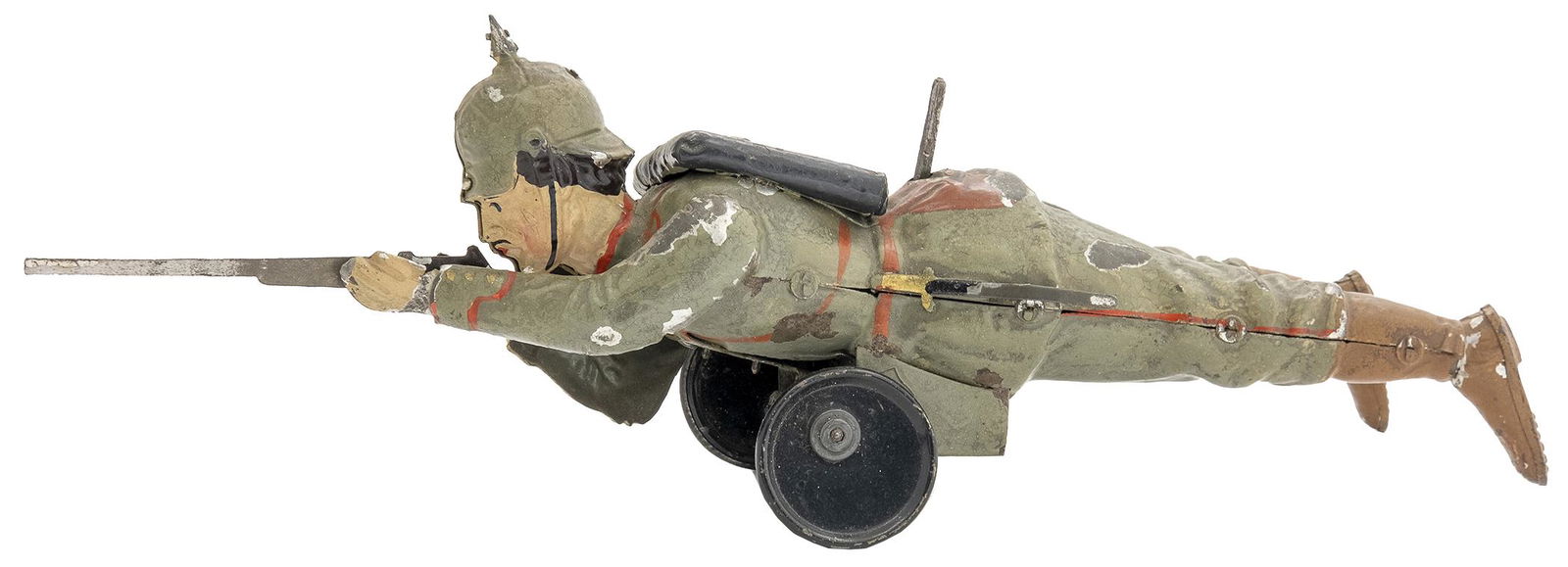 Gunthermann Prussian Soldier in Prone Position: German, Circa 1915, 10.5" L