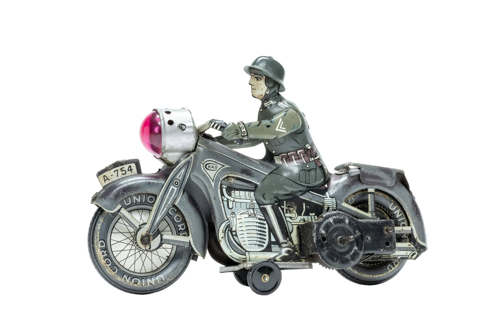 Arnold German Soldier on Motorcycle: German, Circa 1930's, 7.5" L