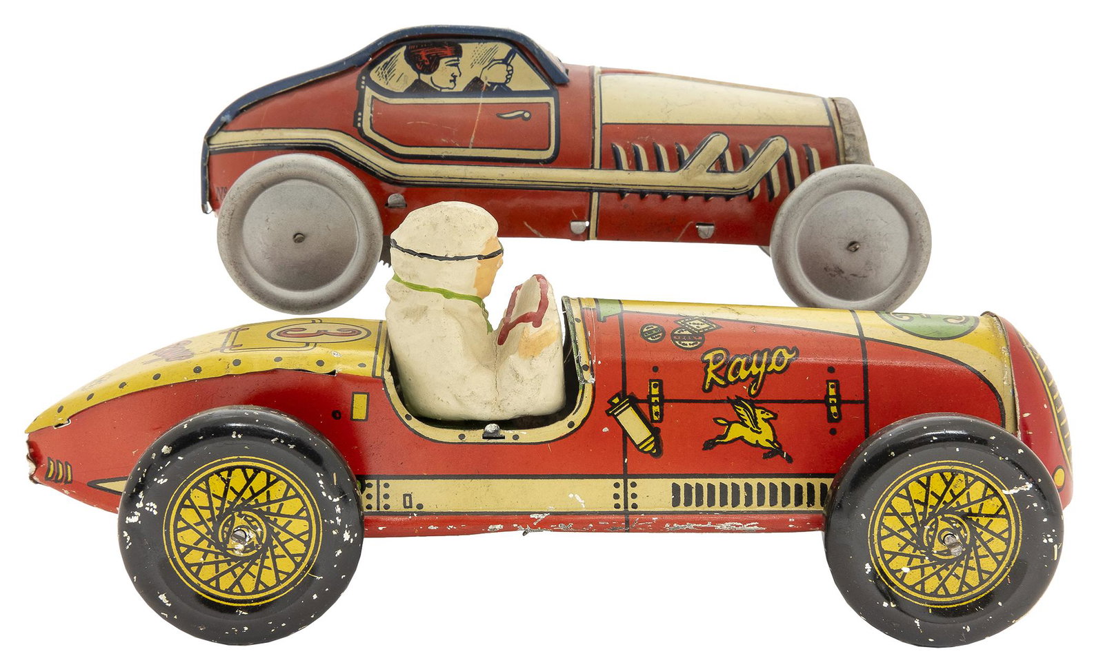 Two Race Cars by RAYO & MEMO: Italian/French, 1950's,