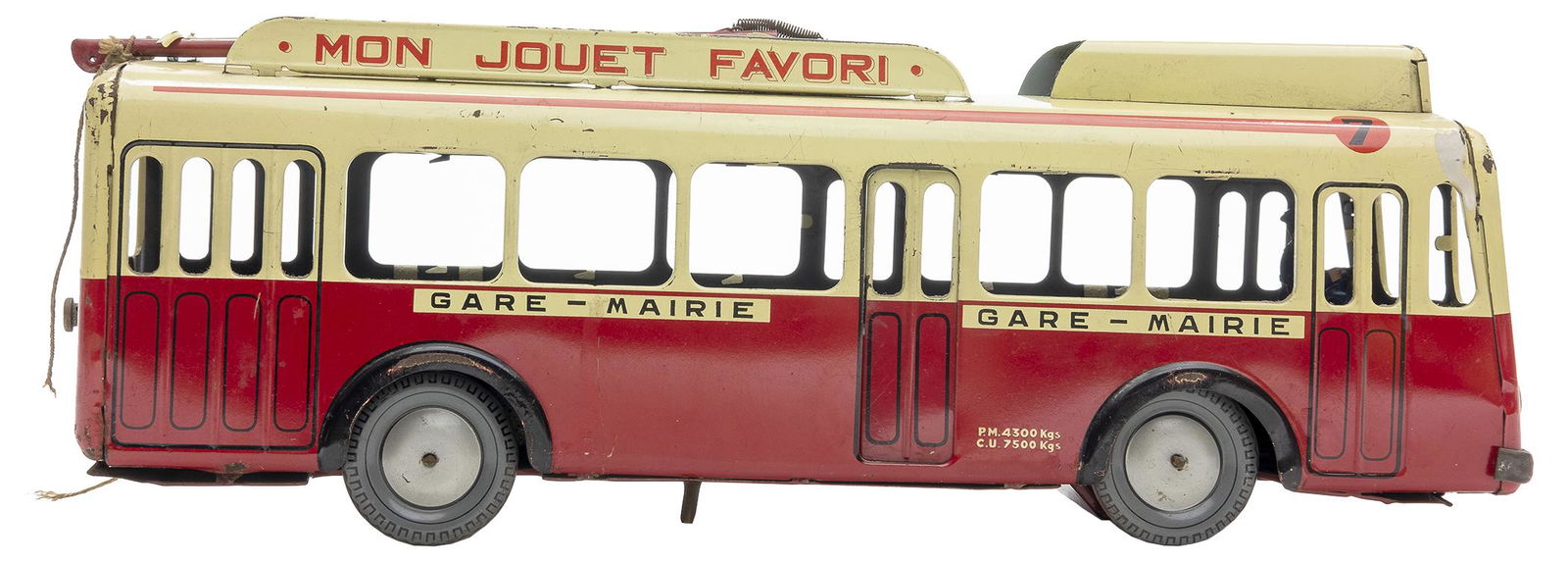 Joustra "Mou Jovet Favori" Eclectic Bus: French, 1950's, 15" L The bases names translates to, "My Favorite Toy".