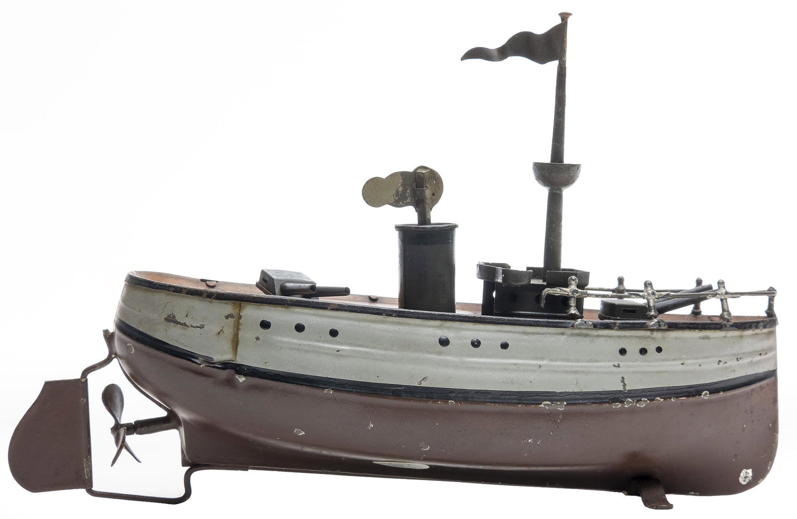 Carette Gun Boat: German, 1920's, 7" L