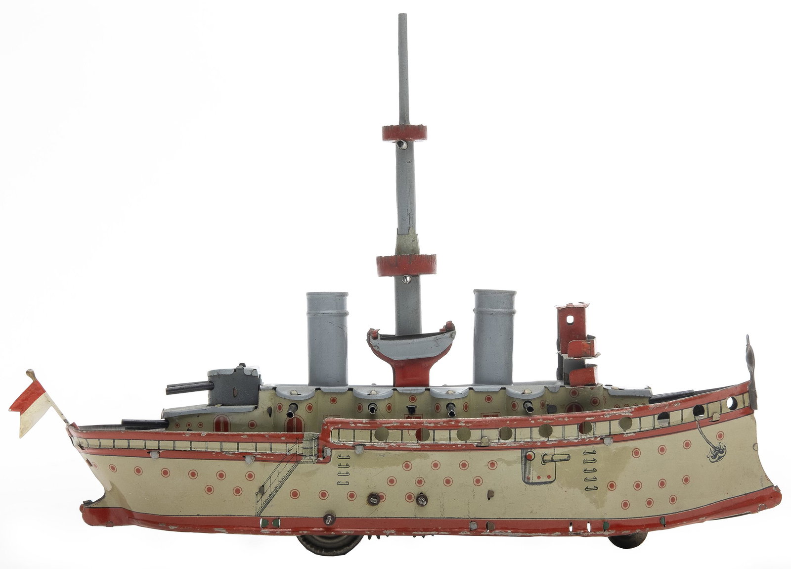 Orober Gun Boat: German, 1920's, 11" L A superior example of the toy.