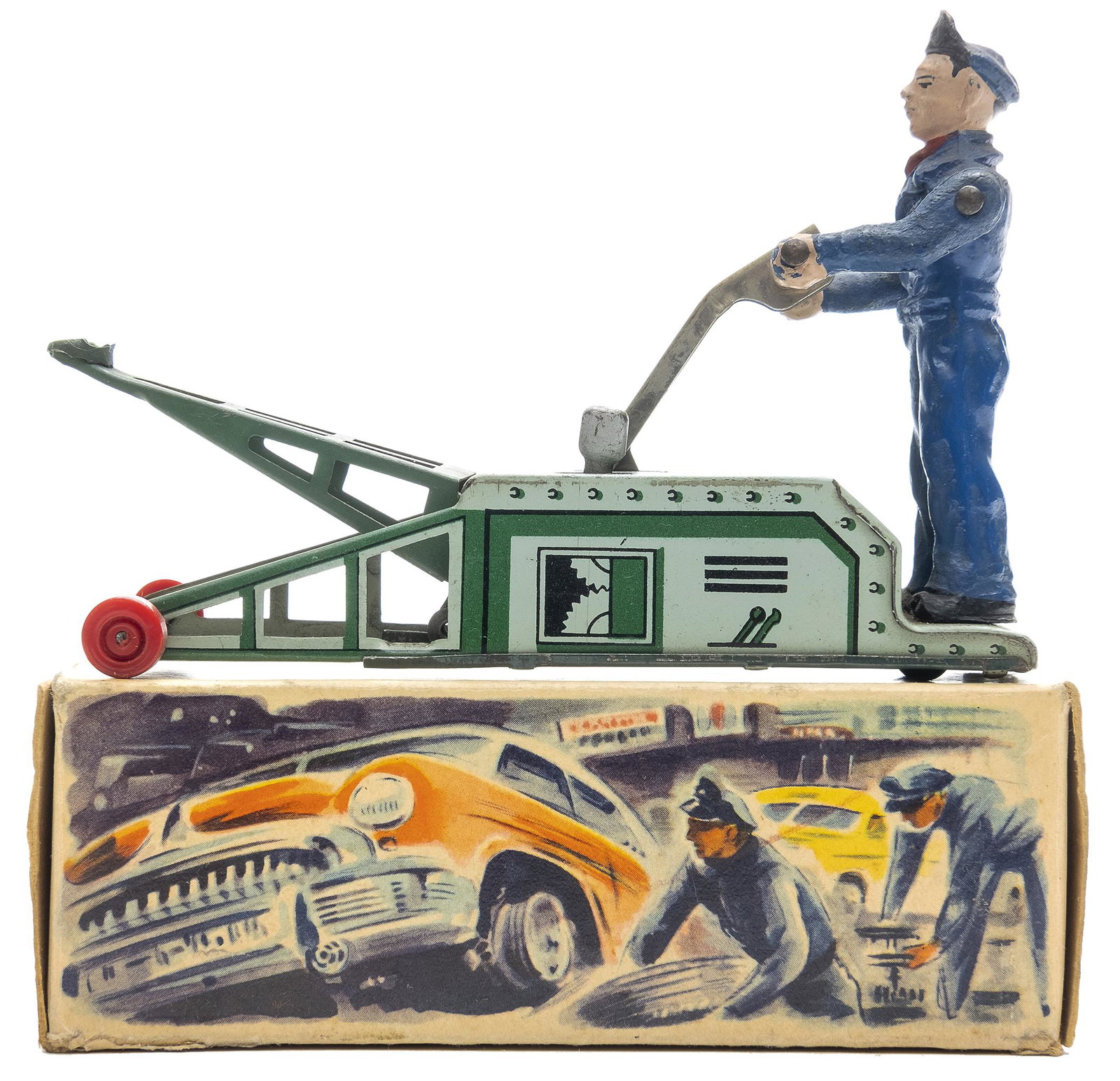 Boxed Arnold Hydraulic Car Jack: German, 1950, 5.5" L