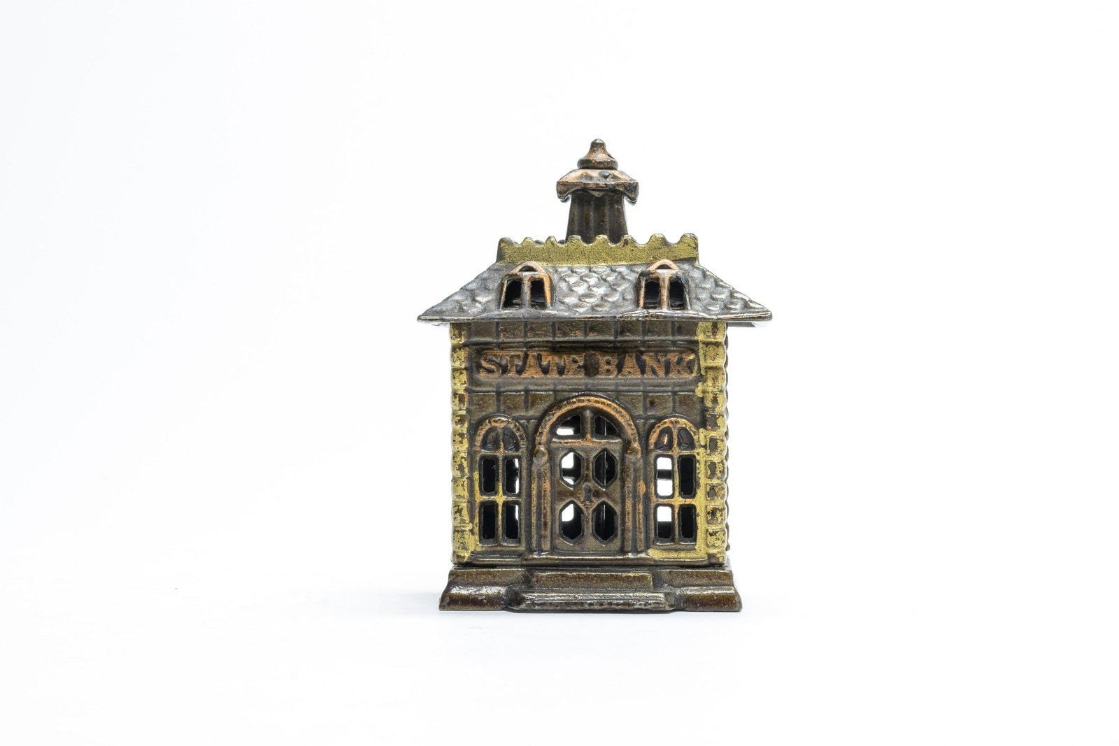State Bank 4.125" T: Kenton Hardware, Kenton, Ohio, Circa 1899 Copper and gold highlights