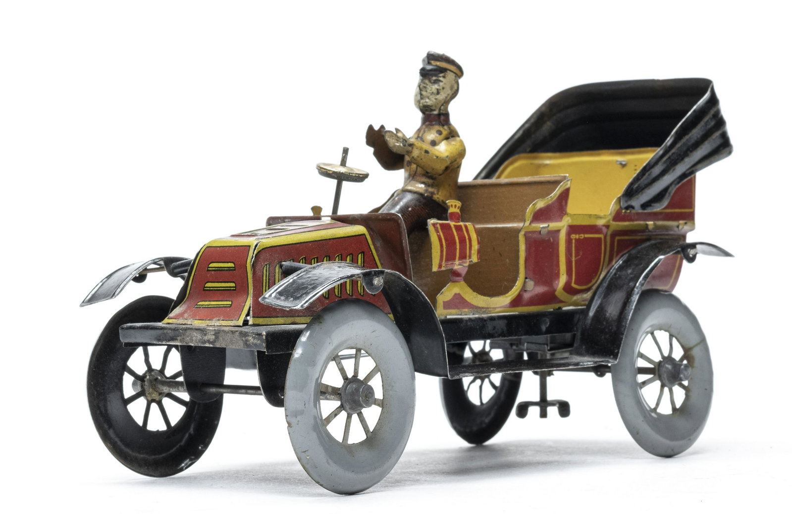 Carette Touring Car Wind Up Tin: German - 1915 - 8.25" L A superior and bright example of this delicate automobile. Excellent Plus