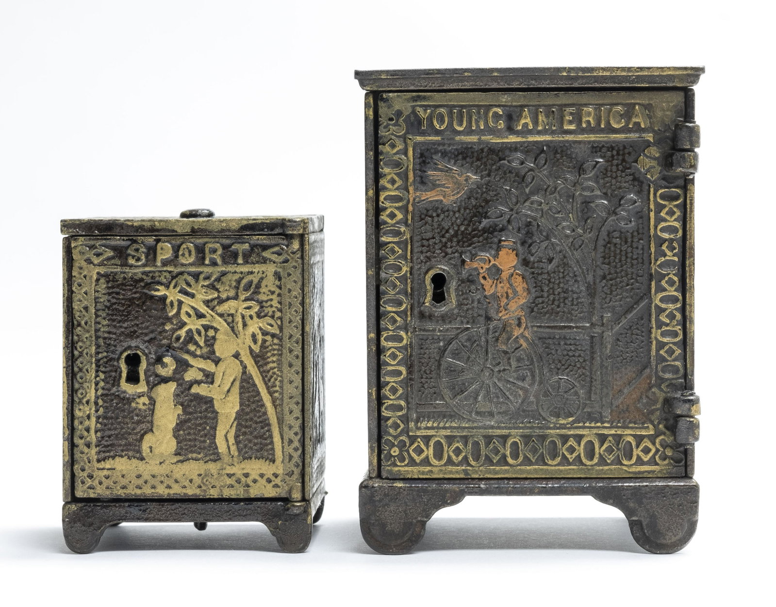 Young America & Sport Safes Iron Bank: Kyser & Rex - 1880's Both in excellent to pristine condition. Excellent to Pristine
