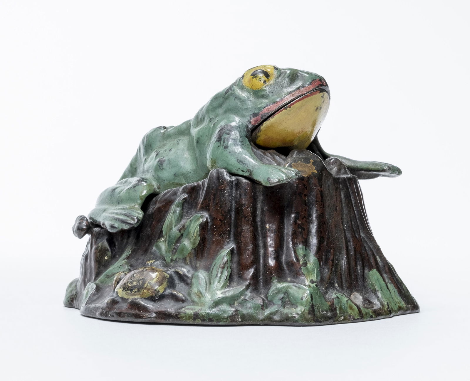 Toad on Stump - Chartreuse Toad Cast Iron Mechanical Ba (1 of 3)