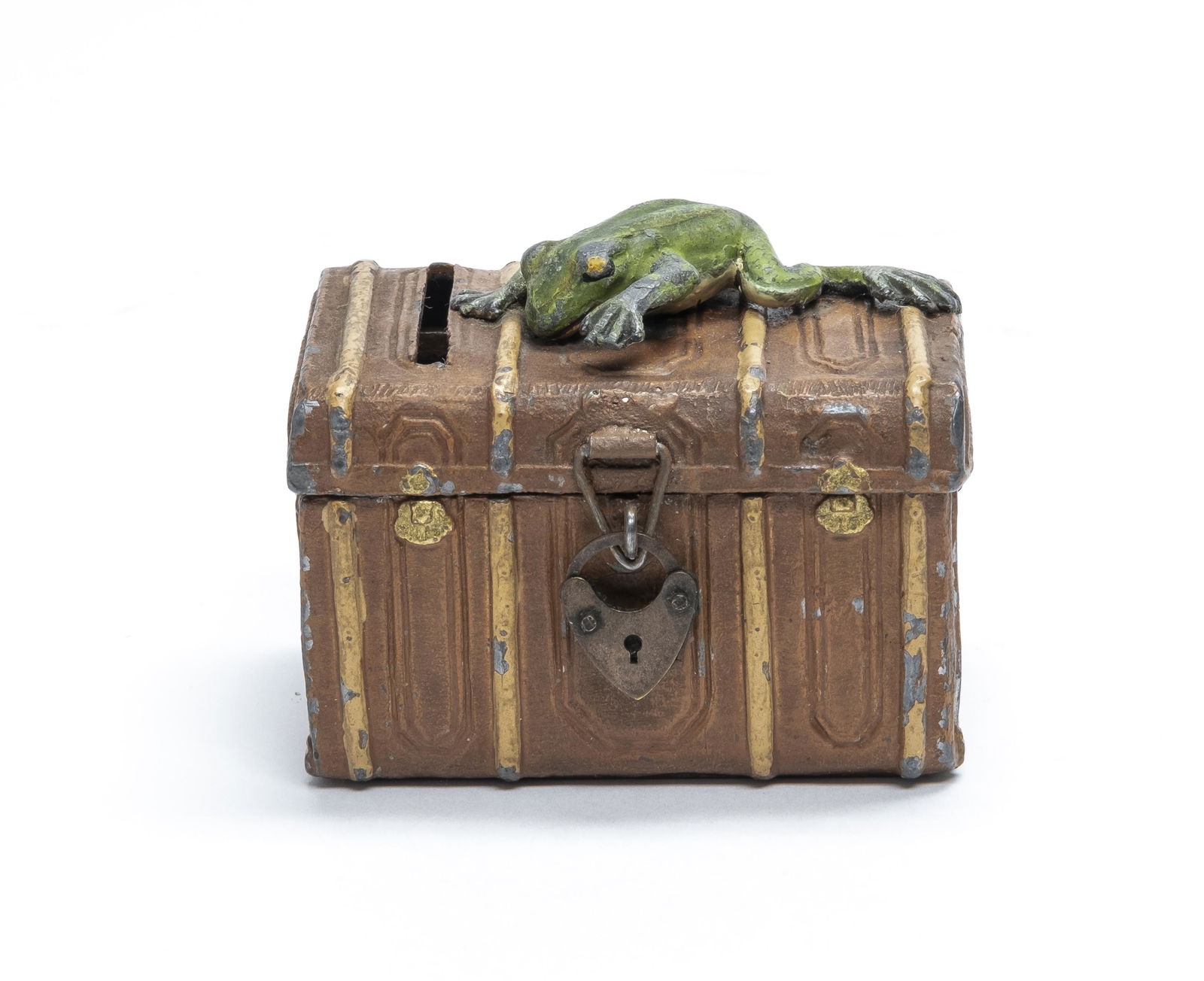 Frog atop Satchel - German Spelter Bank (1 of 3)