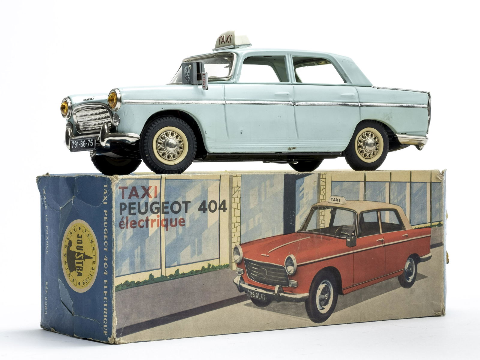 Peugeot Taxi with Box: Joustra French - 1955 - 11.5" L A pristine and boxed example. Pristine Condition