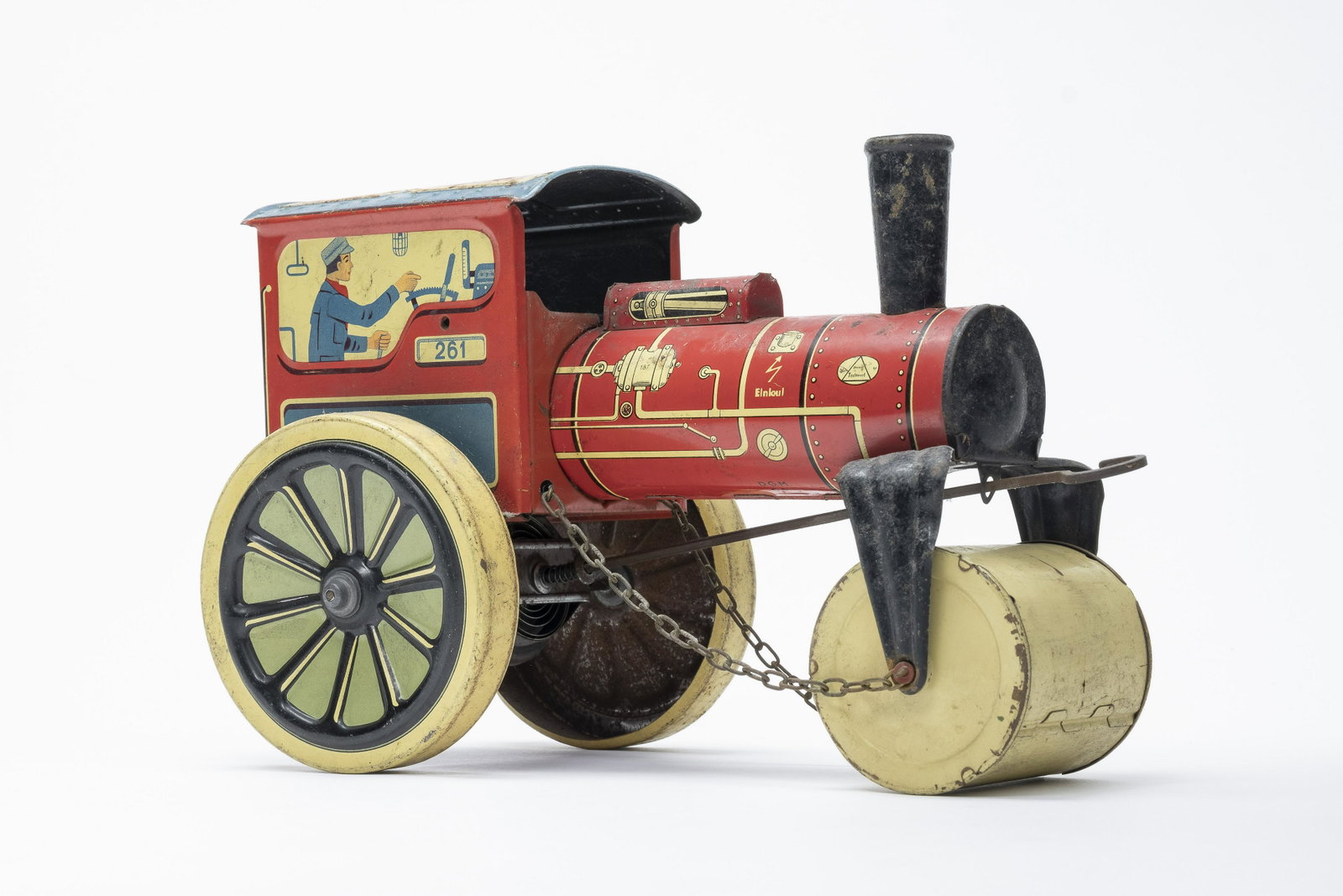 Steam Roller: Made in U. S. Zone Germany - 1948 - 9.75" L Very Fine Condition (Some surface abrasions)