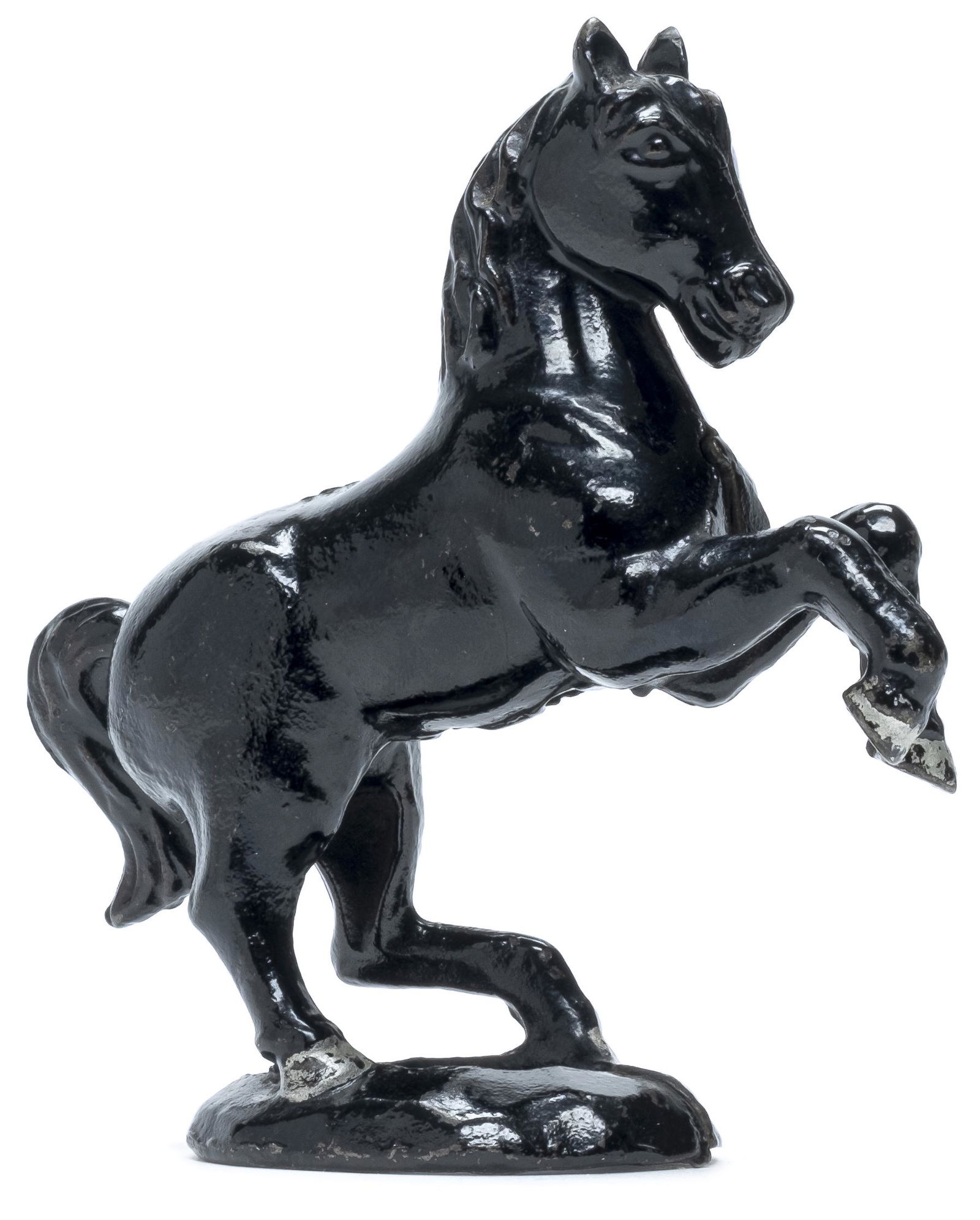 Prancing Horse on Oval Base Iron Bank: Made by A. C. Williams Company Ravenna, OH - 1920's - 5 1/8" T Pristine Plus Original Condition