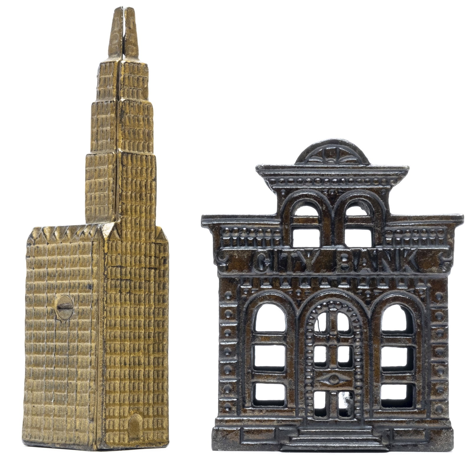 City Bank with Garrett & Small Woolworth Banks: Small Woolworth Building Mixed Manufacturers USA & England - 1910's Both Excellent Condition