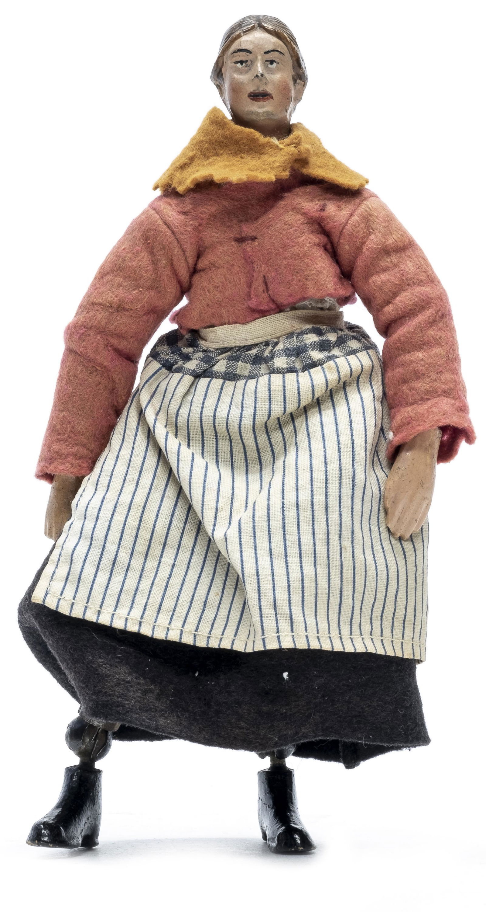 Bucherer Articulated Peasant Woman: Made by Bucherer Toys Germany - 1920's - 7 1/2" Tall Beautiful Costume - 1 Hand Damaged