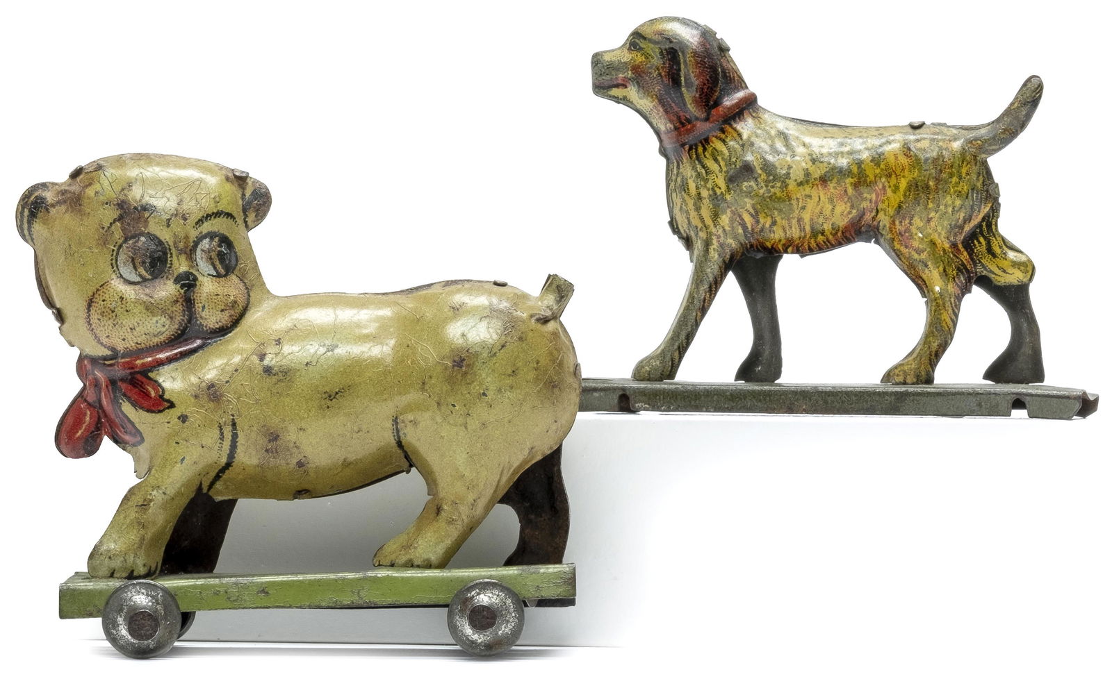 Two Canine Penny Toys: Germany - Circa 1920's Both Very Good Condition (Bonzo Lacks Tail & Dog Lacks Wheels)