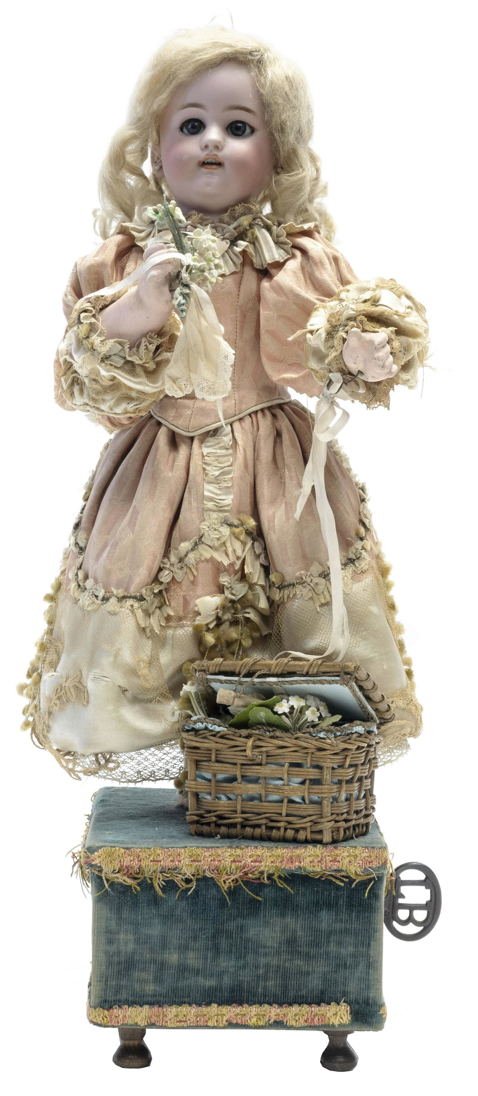 Leopold Lambert The Flower Seller Automaton: Made by Leopold Lambert French - Late 1890's - 19" Tall Excellent Condition with Key This pretty girl beckons you to buy a posey from her, just like Eliza Doolittle in My Fair Lady. She tilts her head