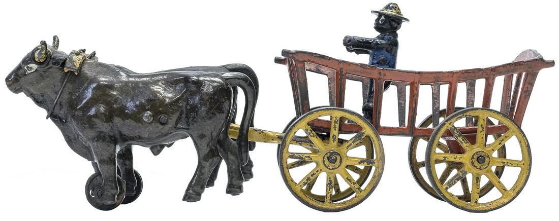 Double Oxen Plantation Dray: Dent Hardware Company Fullerton, PA - 1905 - 15" Long Very Fine (The hitch with a minor piece of cast iron missing where the rear end is attached)