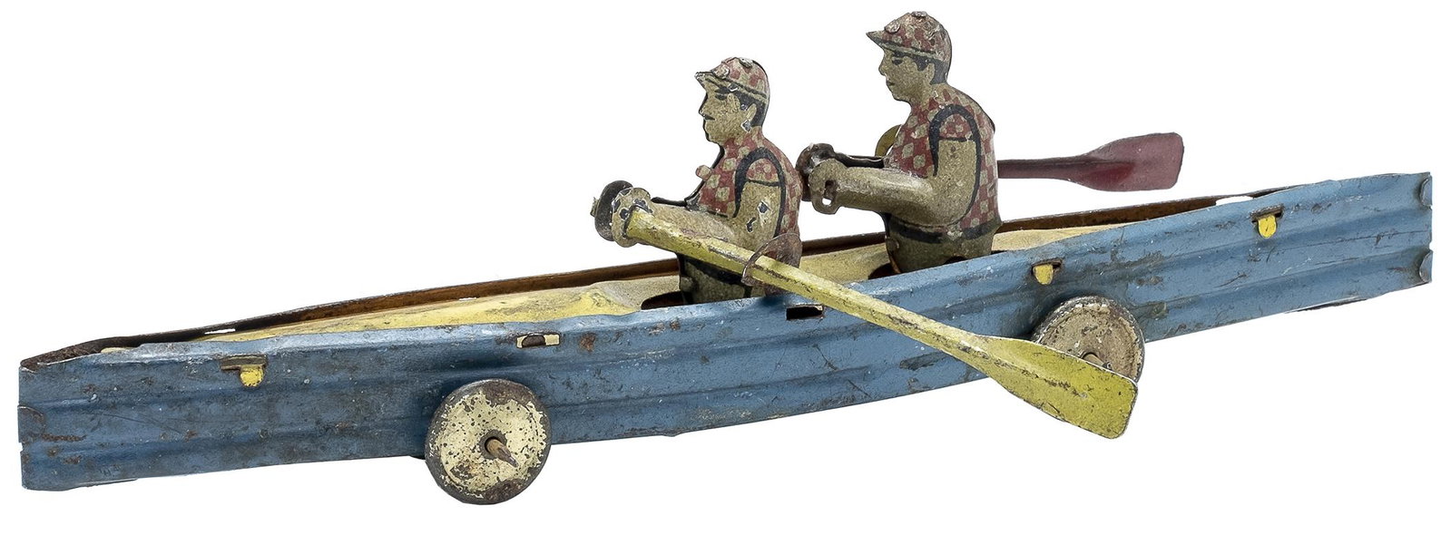 Nickel Toy Race Scull: Germany - 1920's - 6.75" Tall Fine (Minor surface rust)