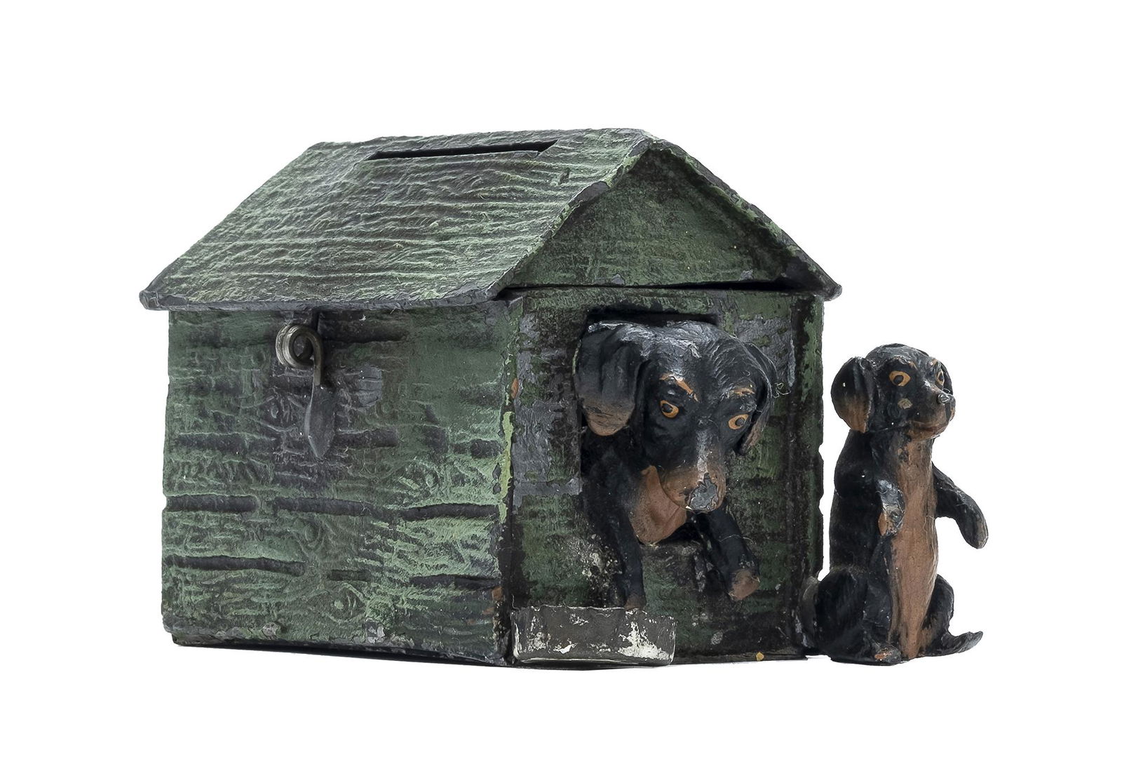 Dachshund in Doghouse with Puppy Spelter & Tin (1 of 4)