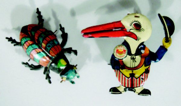 Lot: Beetle Penny Toy and Stork Clicker: German – Circa 1925 Condition: Both Pristine