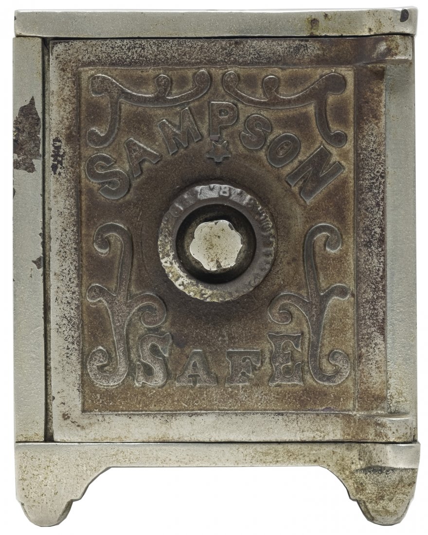 Sampson Safe - Iron Sides: By Arcade Mfg. Co. Freeport, IL - 1902 - 5.25" T. Fine Condition.