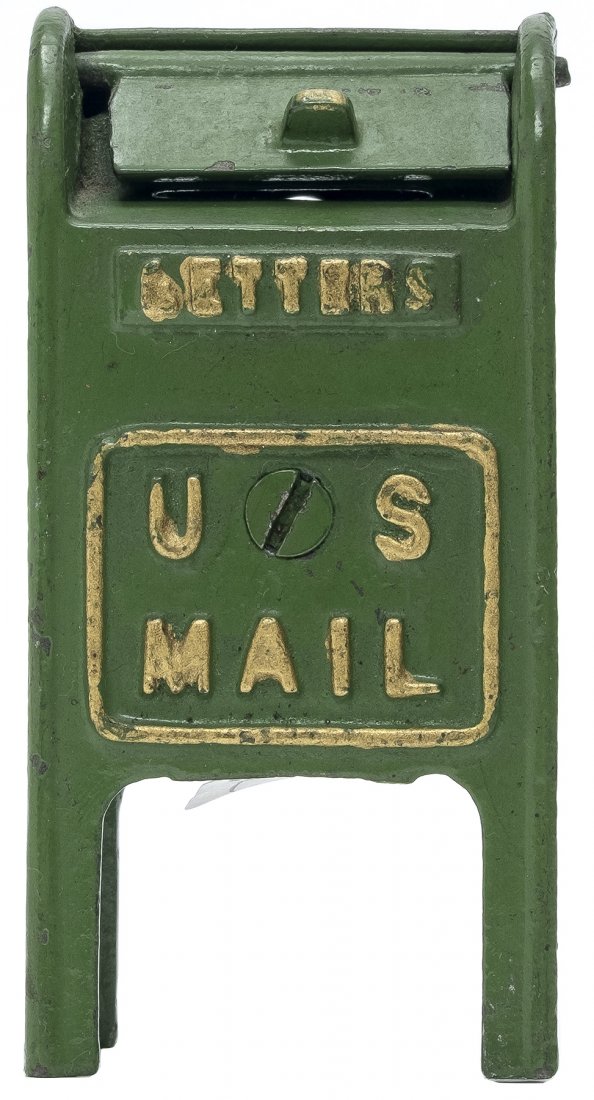 Mailbox Iron Bank: By Hubley Mfg. Co. Lancaster, PA - 1920's - 3.75" T. Near Mint Condition.