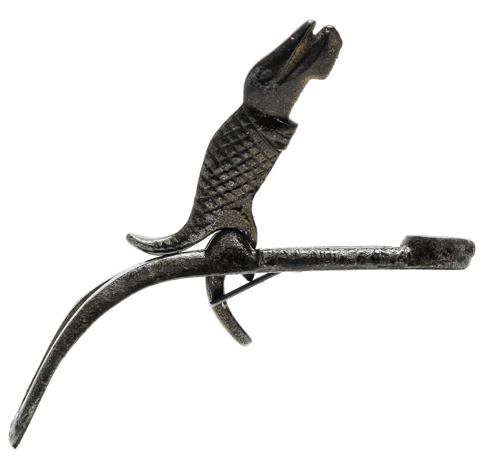 Alligator Cap Pistol: Unknown American Maker. Patented Aug. 1882 - 3 1/4" Long. This tiny gun must be so incredibly rare because we have never seen another like it.